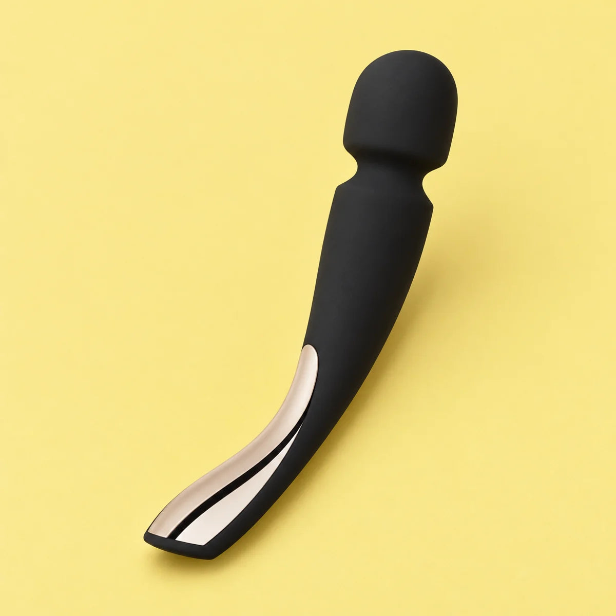 SMART WAND 2 Medium body massager in black on a yellow backdrop